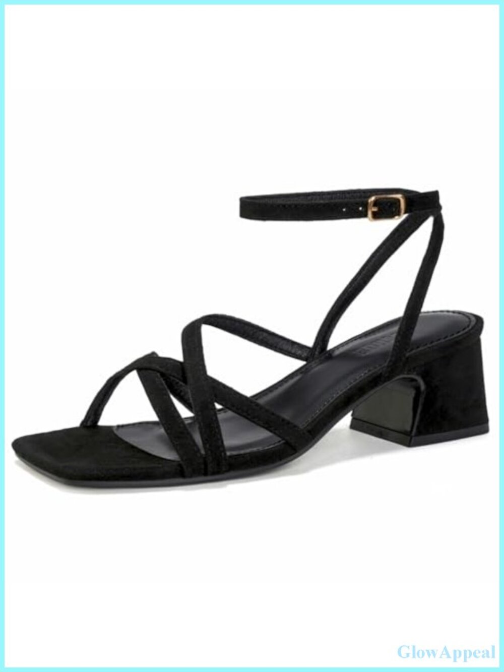 Women's Faux Leather Chunky Heel Square Open Toe Ankle Strap Low Block Heeled